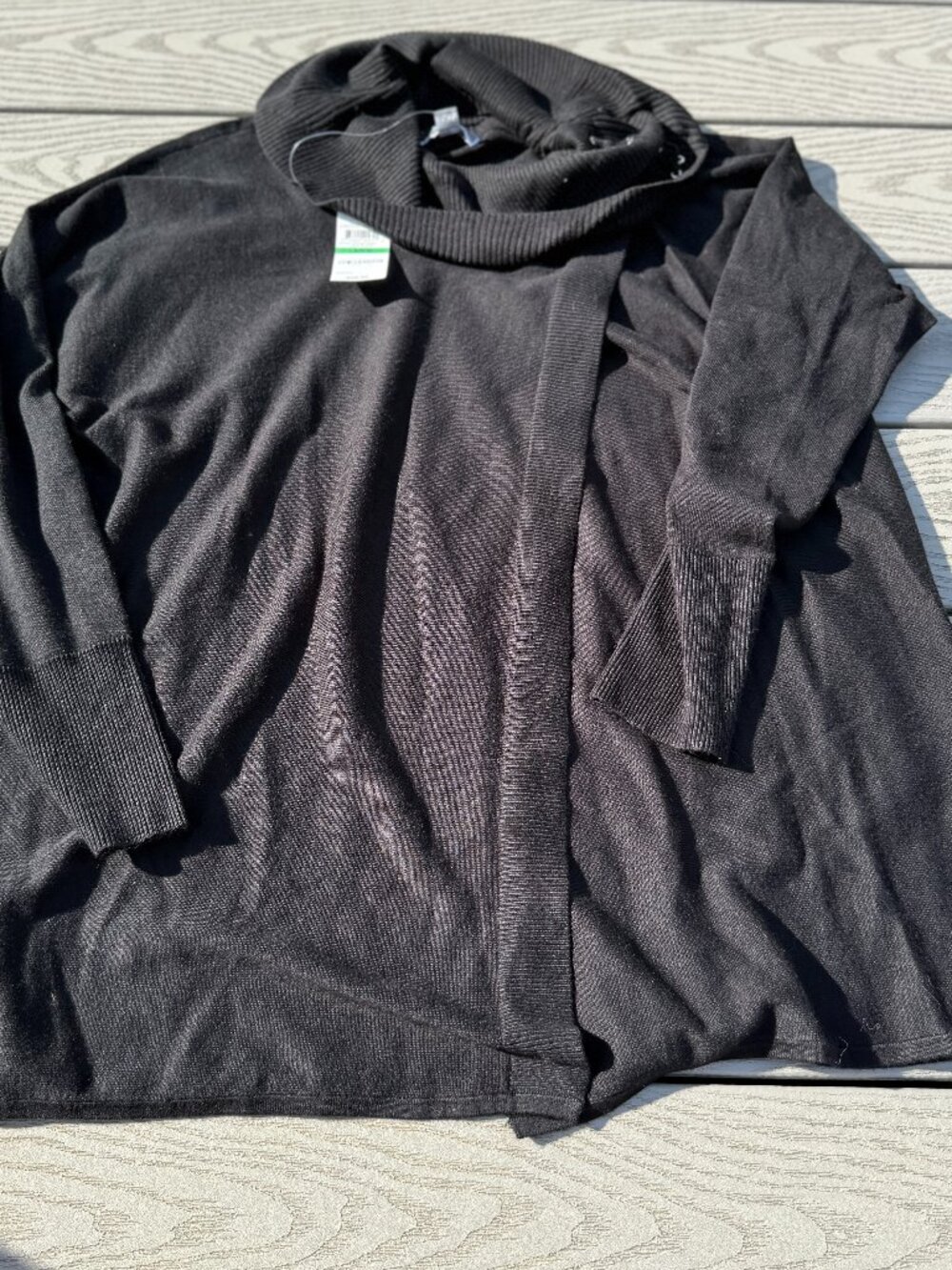 New JM Collection Womens Soft Pull over Poncho Sweater Black Large